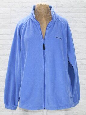 COLUMBIA Jacket Fleece Sportswear Full Zip Casual Light Blue Plus Size 3X